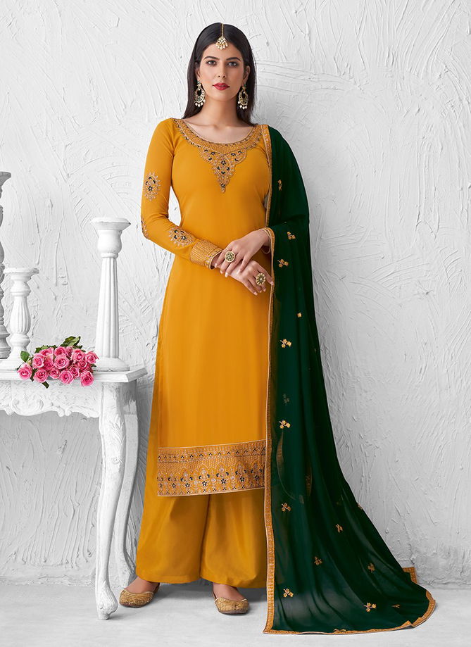 Aashirwad Saffron Latest Fancy Real Georgette Designer Occasional Wear Embroidery And Diamond Work Salwar Kameez Collection